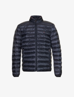 TOMMY HILFIGER: Brand-embroidered high-neck quilted recycled-polyester jacket