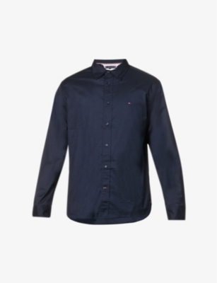 TOMMY HILFIGER: Core logo-embroidered regular-fit cotton-poplin shirt