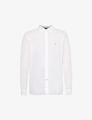 TOMMY HILFIGER: Core logo-embroidered regular-fit cotton-poplin shirt