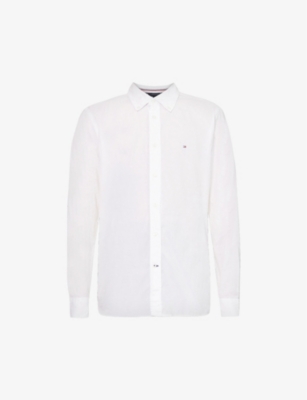 Tommy Hilfiger Core Logo-embroidered Regular-fit Cotton-poplin Shirt In Fresh White