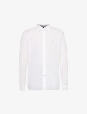 Tommy Hilfiger Core Logo-embroidered Regular-fit Cotton-poplin Shirt In White