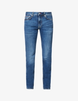Shop Tommy Hilfiger Men's Oregon Indigo Bleeker Faded-wash Slim-fit Stretch-denim Jeans