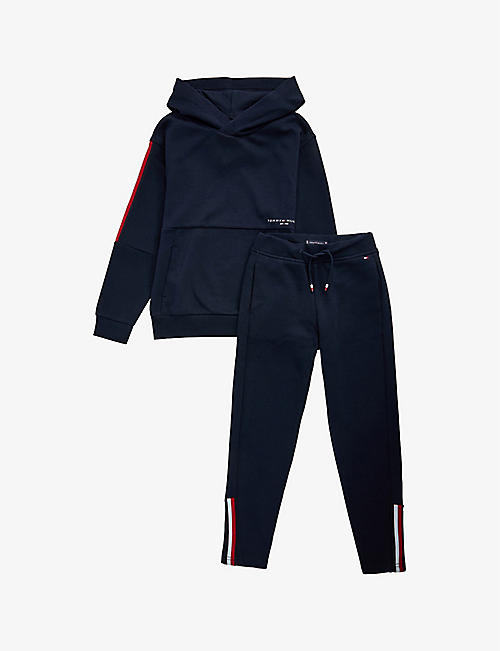 TOMMY HILFIGER: Global Stripe cotton-blend two-piece set 4-16 years