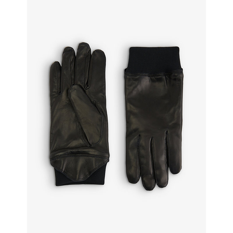 Hestra Adrian Leather And Wool-blend Gloves In Black