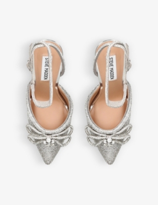 Shop Steve Madden Women's Silver Viable Rhinestone-embellished Pointed-toe Sandals