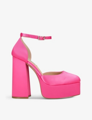 STEVE MADDEN STEVE MADDEN WOMEN'S PINK TAMY SATIN PLATFORM SANDALS,61345431