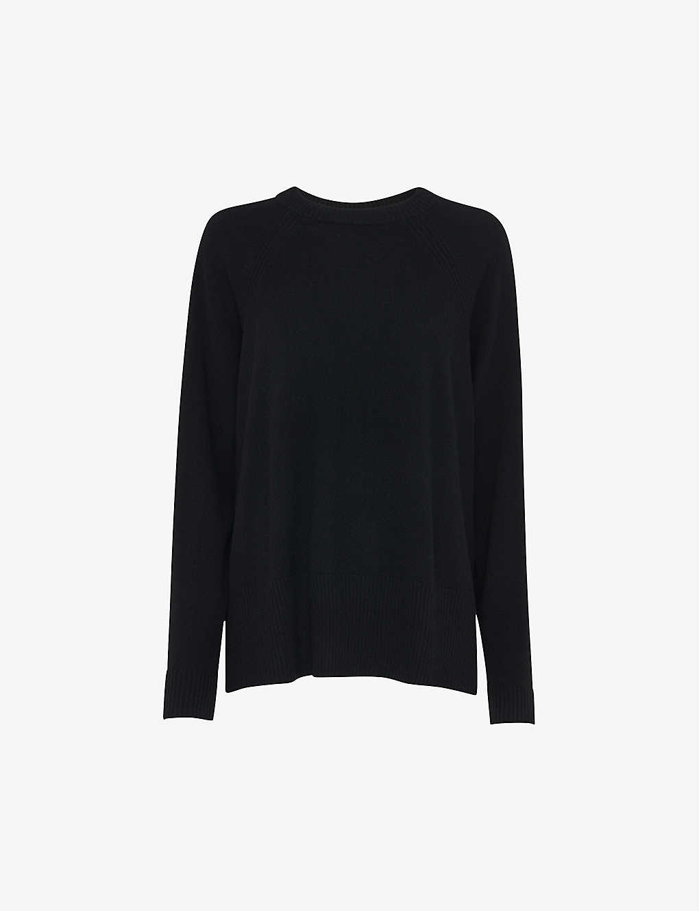 Whistles Womens Black Ultimate Crew-neck Relaxed-fit Cashmere Jumper