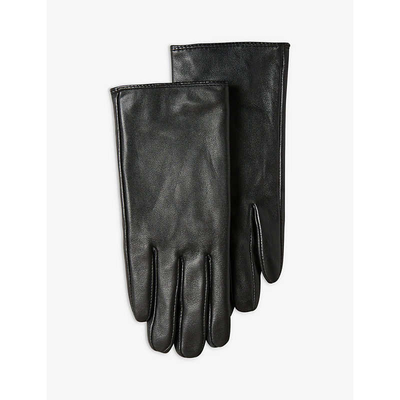 Ted Baker Arleo Magnolia Stud-embellished Leather Gloves In Black