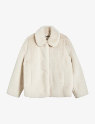 Ted Baker Liliam Faux Fur Coat In Ivory
