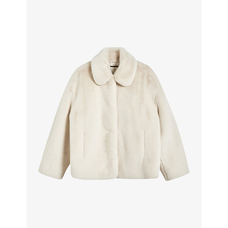 Ted Baker Liliam Faux Fur Coat In Ivory