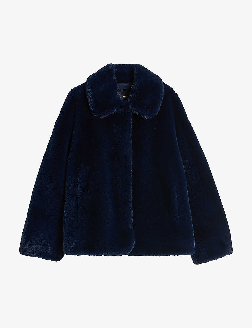 TED BAKER TED BAKER WOMENS NAVY-BLUE LILIAM OVERSIZED-COLLAR FAUX-FUR COAT