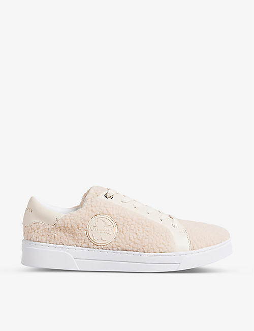 TED BAKER: Dilliah branded patch faux-shearling trainers
