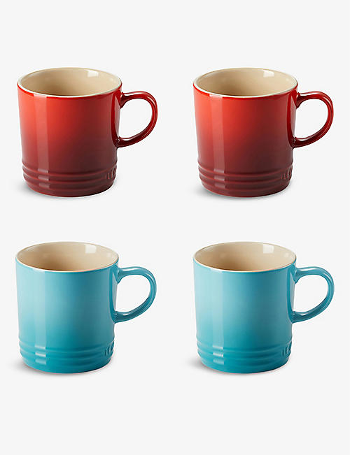 LE CREUSET: Logo-embossed stoneware mugs set of four worth £60