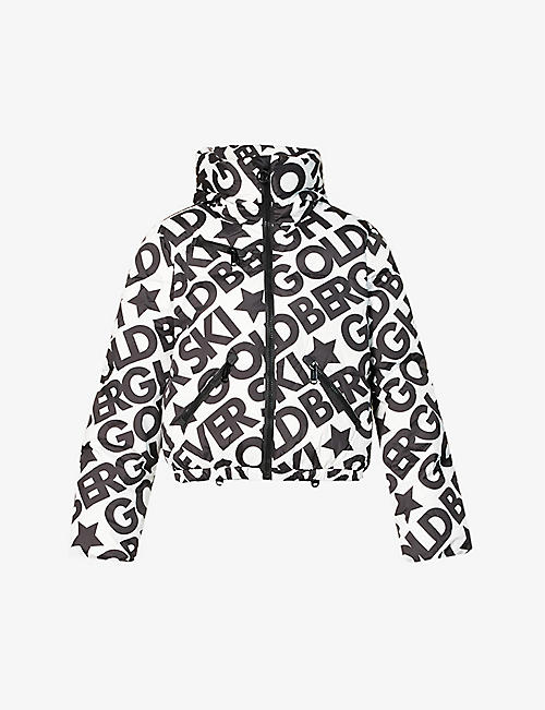 GOLDBERGH: Carter brand-print boxy-fit recycled-polyester down jacket