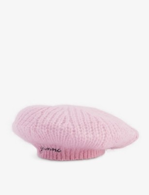Ganni Mohair Blend Beret In Lilac Sachet