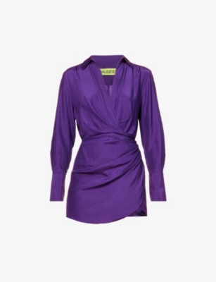 Gauge81 Naha Silk-satin Mini Dress In Purple