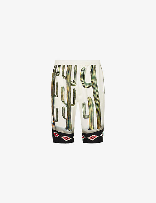 ENDLESS JOY: Bang Bang graphic-print rayon shorts