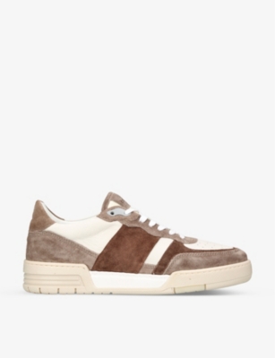 Collegium Mens Brown Pillar Destroyer Ii Devastator Leather And Suede Low-top Trainers