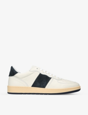 Shop Collegium Men's White/vy Pillar Destroyer Leather And Suede Low-top Trainers
