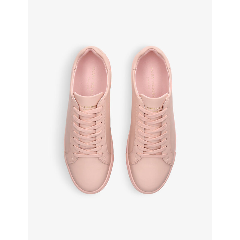 Shop Kurt Geiger London Mens Pink Lennon Logo-embossed Leather Low-top Trainers