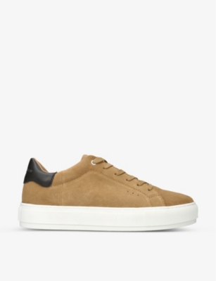 Shop Kurt Geiger Laney Platform Suede Trainers In Tan