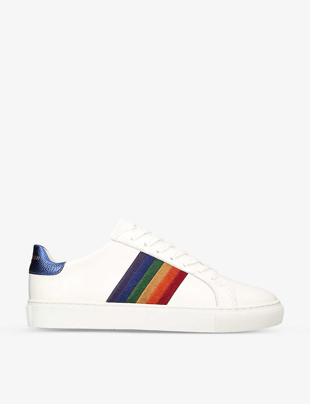 Shop Kurt Geiger Lennon Rainbow-motif Low-top Leather Trainers In White