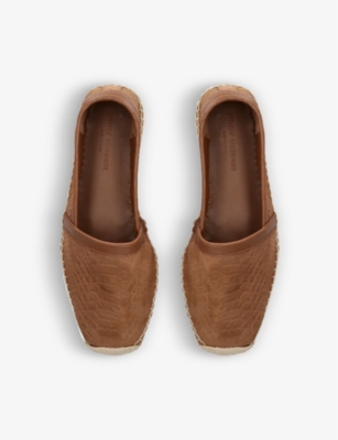 Shop Kurt Geiger Isaac Rope-effect Slip-on Leather Espadrilles In Tan