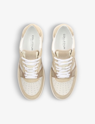 Shop Collegium Men's Tan Alpha Leather And Suede Low-top Trainers