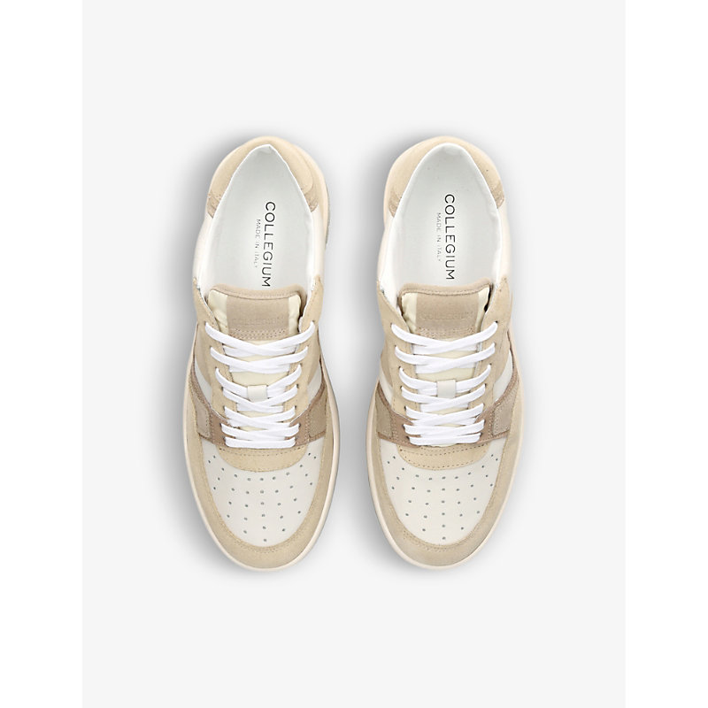 Shop Collegium Alpha Leather And Suede Low-top Trainers In Tan