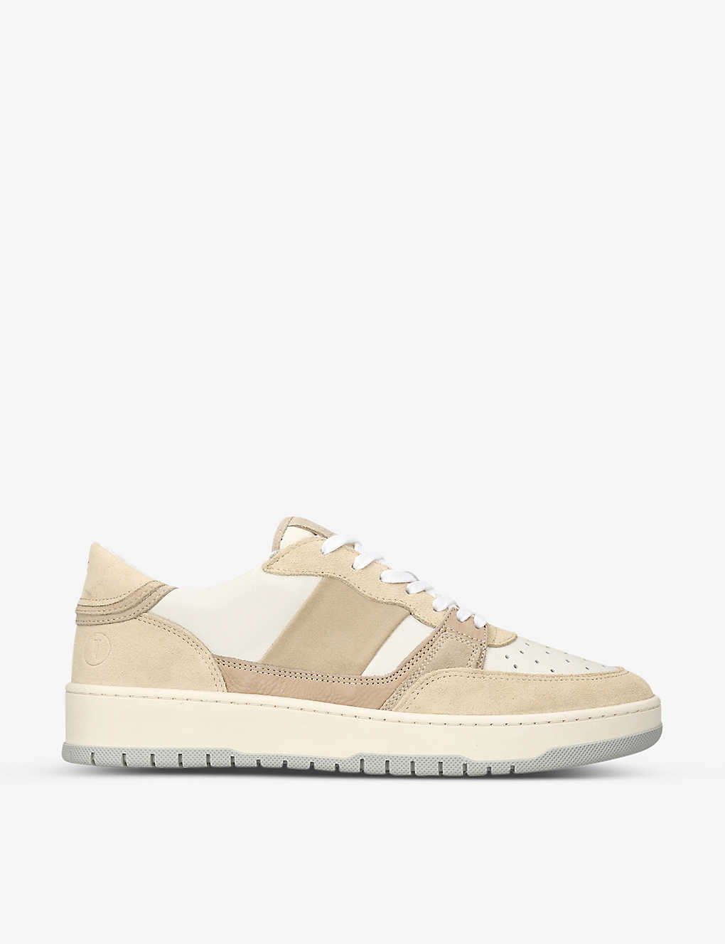 Collegium Mens Tan Alpha Leather And Suede Low-top Trainers
