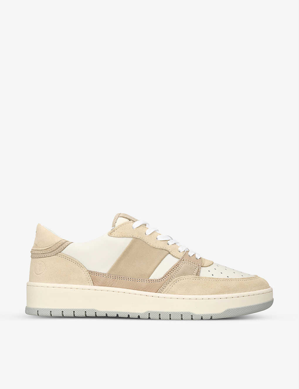 Collegium Mens Beige Alpha Leather And Suede Low-top Trainers