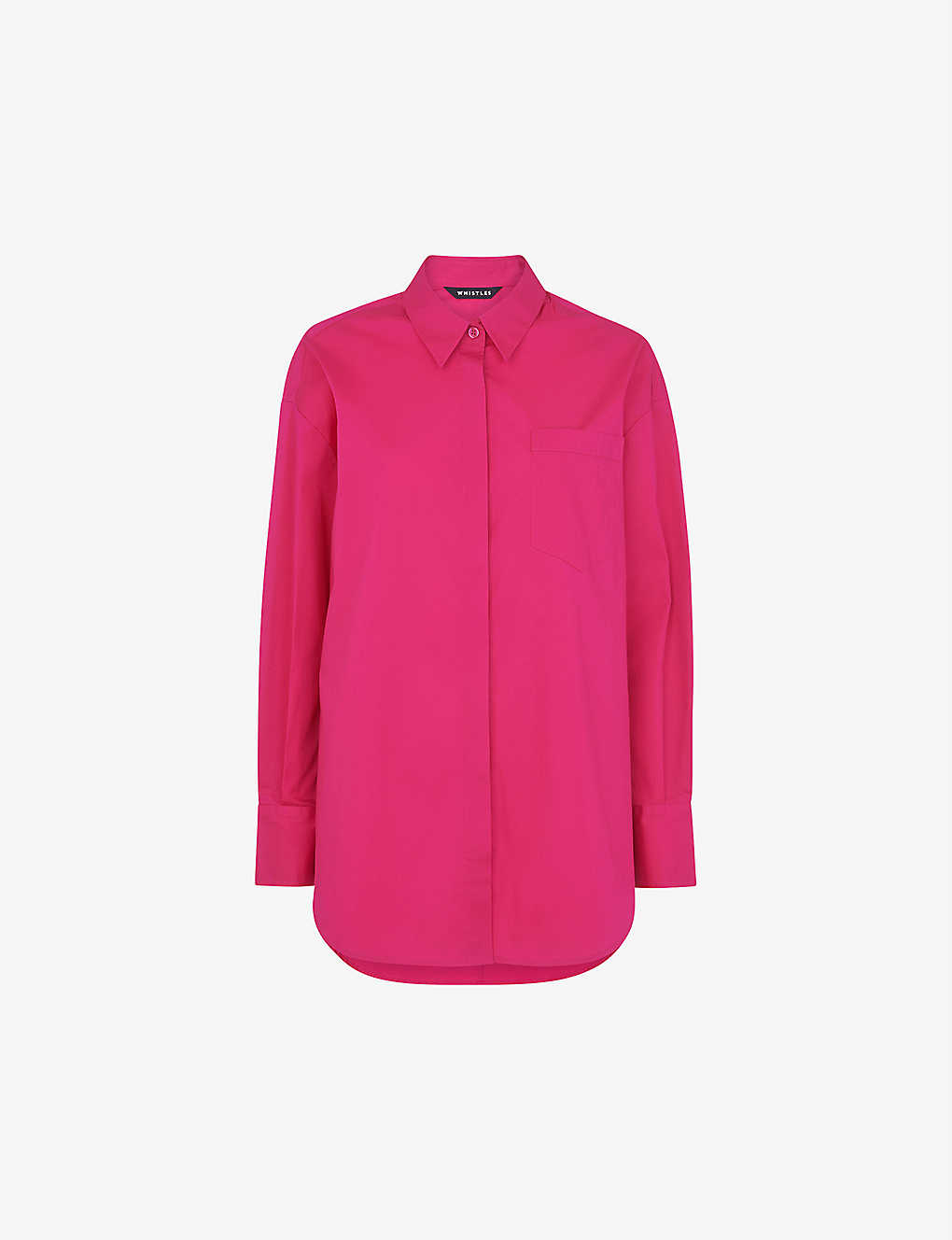 Whistles Womens Pink Collared Oversized-fit Cotton Shirt