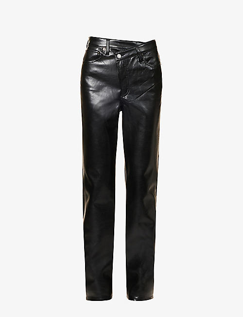 Selfridges & Co Girls Clothing Pants Leather Pants Junior straight-leg mid-rise leather-blend trousers 
