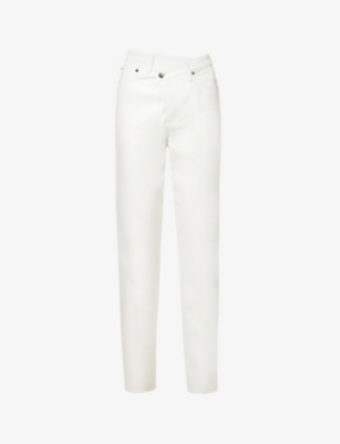 Agolde Criss Cross Straight-leg High-rise Recycled Leather-blend Trousers In Lace Eggshell