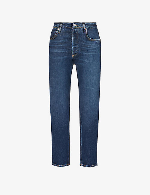 AGOLDE: Riley cropped straight-leg high-rise stretch cotton-blend jeans