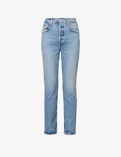 AGOLDE: Riley straight-leg high-rise stretch organic-cotton-blend jeans