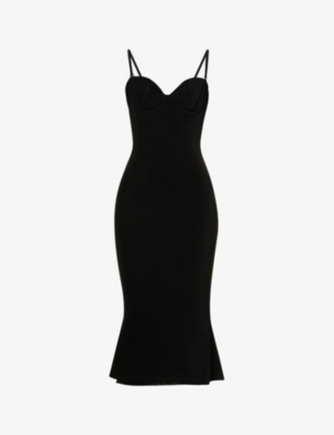 Mirror Palais Womens Black Supermodel Strapless Stretch-woven Midi ...