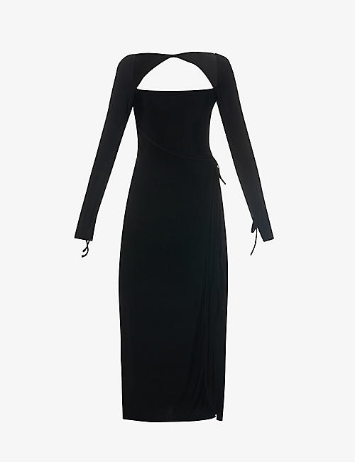 MIRROR PALAIS: Wrapover stretch-woven maxi wrap dress