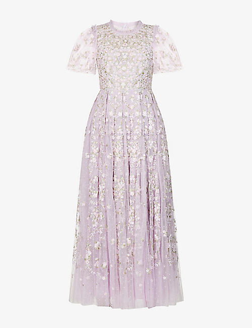 NEEDLE AND THREAD: Victoria Ditsy floral-embroidered tulle gown