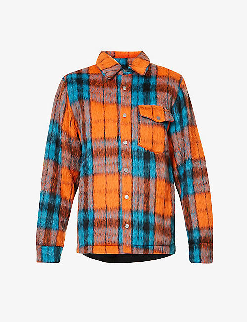 AGR: Plaid-pattern long-sleeved relaxed-fit woven over-shirt
