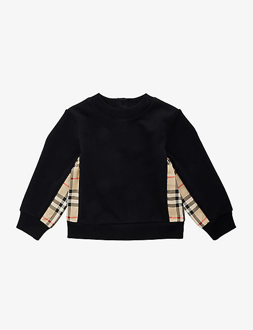 BURBERRY: Nolen check-print cotton-jersey sweatshirt 6-24 months