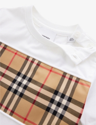 Shop Burberry White Cedar Check-print Cotton-jersey T-shirt 6-24 Months