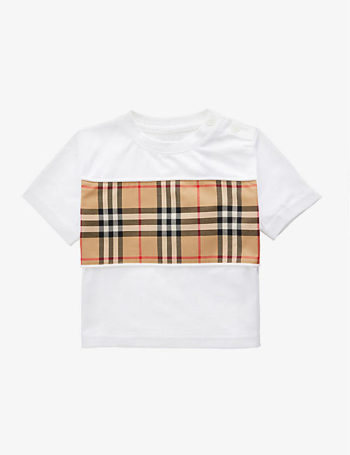 BURBERRY: Cedar check-print cotton-jersey T-shirt 6-24 months