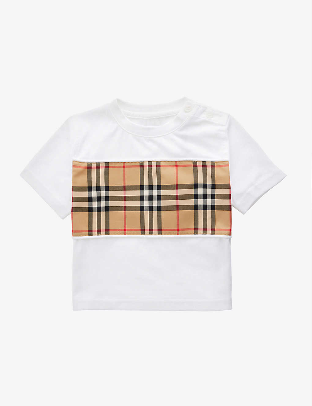 Shop Burberry White Cedar Check-print Cotton-jersey T-shirt 6-24 Months