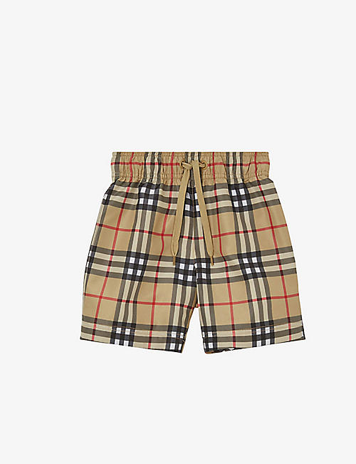 BURBERRY: Malcolm check-print woven swim shorts 6 months - 2 years