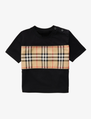 BURBERRY: Cedar check-print cotton-jersey T-shirt 6-24 months