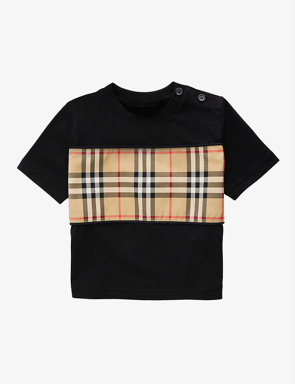 Shop Burberry Cedar Check-print Cotton-jersey T-shirt 6-24 Months In Black