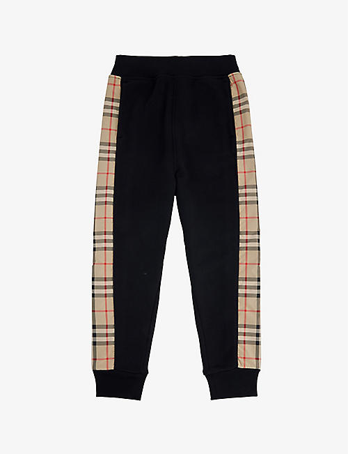 BURBERRY: Vintage Check-panel cotton jogging bottoms 3-14 years