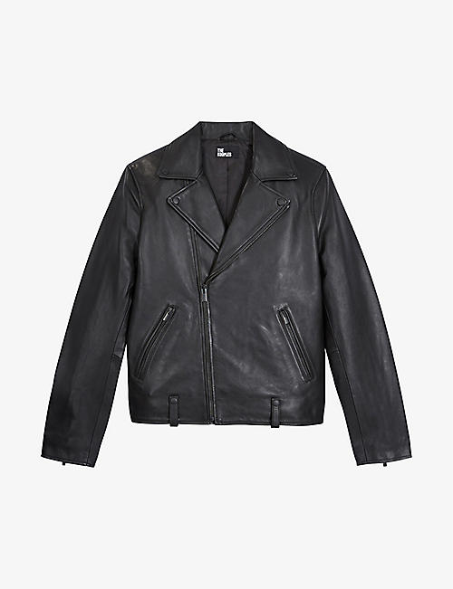 THE KOOPLES: Notched-collar zip-detail leather biker jacket