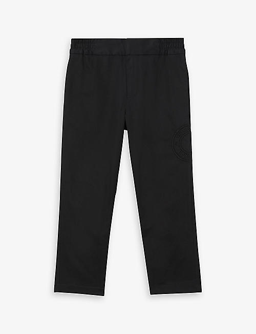 BURBERRY: Romeo embroidered-logo cotton trousers 4-14 years